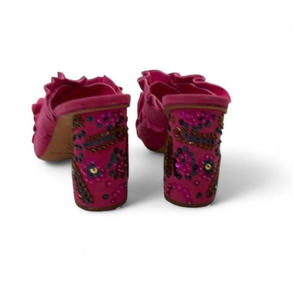 Loeffler Randall Raspberry Ruffle Beaded Block Heel Mules - Picture 3 of 4
